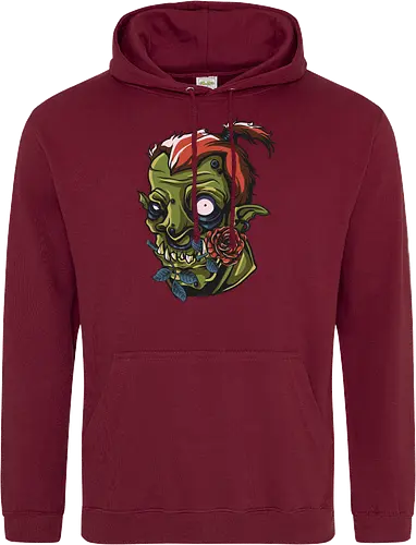 Zombie Skull with Rose – Dark Gothic Punk Horror Tattoo Style Art