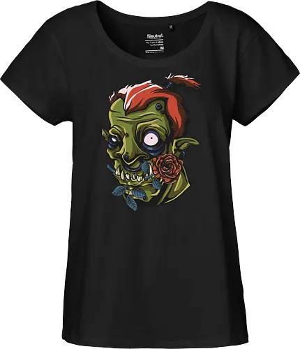 Zombie Skull with Rose – Dark Gothic Punk Horror Tattoo Style Art