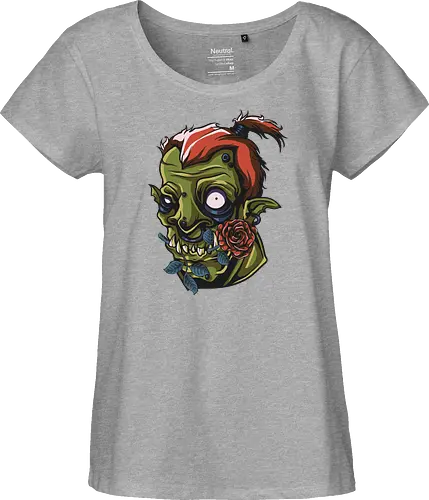 Zombie Skull with Rose – Dark Gothic Punk Horror Tattoo Style Art