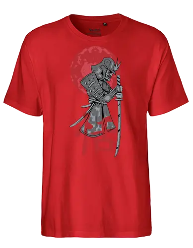 Japanese Ronin Samurai Warrior Red Sun - Japan, Katana, Bushido, Ronin, Japanese Art, Warrior, Ninja, Red Sun, Anime Style, Manga, Martial Arts, Tokyo, Asian Culture, History, Sword. - Fairtrade T-Shirt