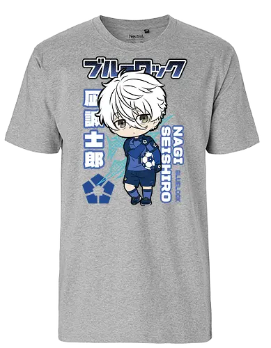 Nagi – Chibi Genius - blue lock, nagi seishiro, chibi anime, chibi nagi, cute anime boy, soccer anime, football anime, kawaii anime, sports manga, japanese anime, anime art, mini character, cute design, anime aesthetic, blue lock - Fairtrade T-Shirt