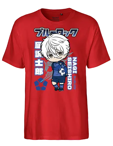 Nagi – Chibi Genius - blue lock, nagi seishiro, chibi anime, chibi nagi, cute anime boy, soccer anime, football anime, kawaii anime, sports manga, japanese anime, anime art, mini character, cute design, anime aesthetic, blue lock - Fairtrade T-Shirt