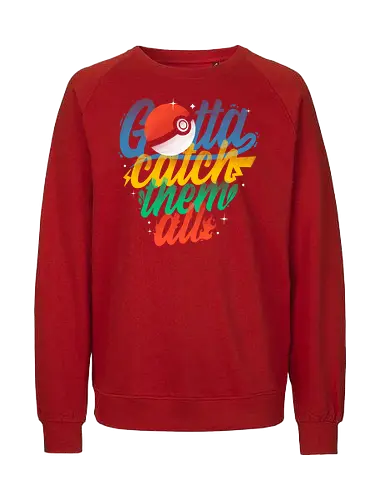 Gotta Catch Them All - gamer, retro, nostalgia, Pocket, anime, geek, otaku, gaming, arcade, collection, adventure, vintage, design, tshirt, gift, culture, color, style, player, nerd - Fairtrade Sweatshirt