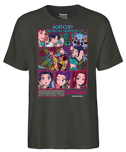 Huntrix – Elite Hunters - huntrix, hunter squad, anime hunters, monster hunting, action anime, dark fantasy, battle squad, anime team, manga style, japanese anime, anime art, elite fighters, hunter guild, combat anime, anime aesthetic - Fairtrade T-Shirt