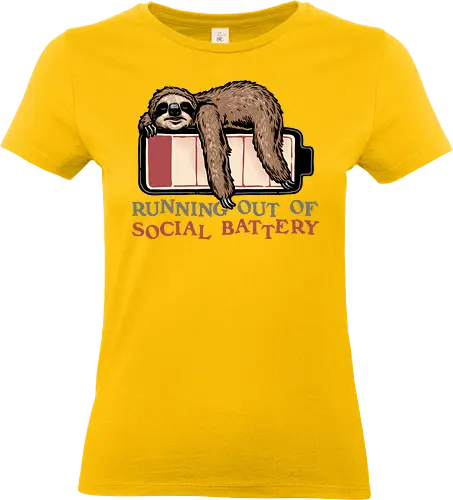 Running Out of Social Battery - Sloth, sloths, animal, cute, funny, humor, social, tired, battery - Standard T-Shirt (Frauen)