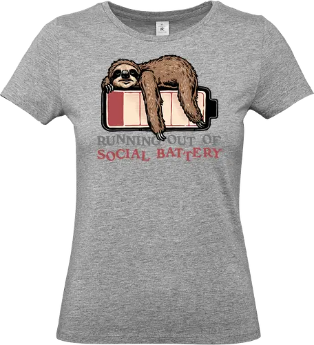 Running Out of Social Battery - Sloth, sloths, animal, cute, funny, humor, social, tired, battery - Standard T-Shirt (Frauen)