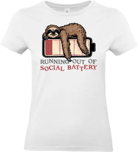 Running Out of Social Battery - Sloth, sloths, animal, cute, funny, humor, social, tired, battery - Standard T-Shirt (Frauen)
