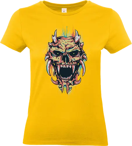 Horned Beast Skull - Demon, Horns, Streetwear, Graffiti, Grunge, Monster, Dark Art, Abstract, Drip, Horror, Satanic, Edgy, Skateboard, Goth, Beast. - Standard T-Shirt (Frauen)