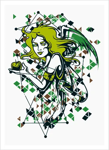 Cyber Angel Aesthetic Neon Green Glitch