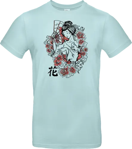 Minimalist Japanese Geisha Floral Silhouette - Geisha, Sakura, Cherry Blossom, Minimalist, Kimono, Japan Art, Oriental, Floral, Zen, Asia, Traditional, Red and Black, Woman Silhouette, Elegant, Culture. - Standard T-Shirt
