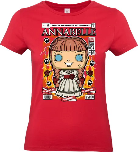 Annabelle – Pop Style Horror - annabelle, horror doll, creepy doll, funko style, chibi horror, kawaii spooky, horror movie, haunted doll, pop figure style, scary cute, horror art, spooky aesthetic, collectible style, cute horror, anime style - Standard T-Shirt (Frauen)