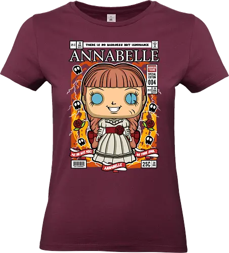 Annabelle – Pop Style Horror - annabelle, horror doll, creepy doll, funko style, chibi horror, kawaii spooky, horror movie, haunted doll, pop figure style, scary cute, horror art, spooky aesthetic, collectible style, cute horror, anime style - Standard T-Shirt (Frauen)