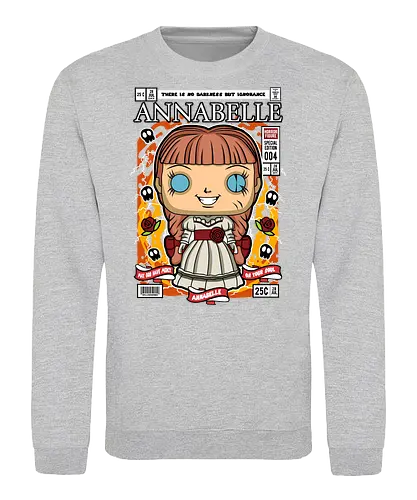 Annabelle – Pop Style Horror - annabelle, horror doll, creepy doll, funko style, chibi horror, kawaii spooky, horror movie, haunted doll, pop figure style, scary cute, horror art, spooky aesthetic, collectible style, cute horror, anime style - Sweatshirt