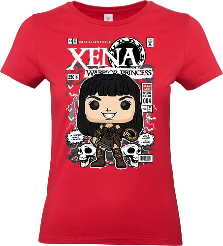 Xena – Warrior Princess - xena warrior princess, xena, fantasy warrior, tv series, strong female hero, funko style, chibi warrior, pop figure style, stylized character, collectible design, battle heroine, sword warrior, retro tv, heroic aesthetic, cute stylized - Standard T-Shirt (Frauen)