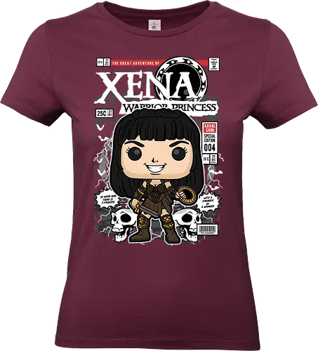 Xena – Warrior Princess - xena warrior princess, xena, fantasy warrior, tv series, strong female hero, funko style, chibi warrior, pop figure style, stylized character, collectible design, battle heroine, sword warrior, retro tv, heroic aesthetic, cute stylized - Standard T-Shirt (Frauen)
