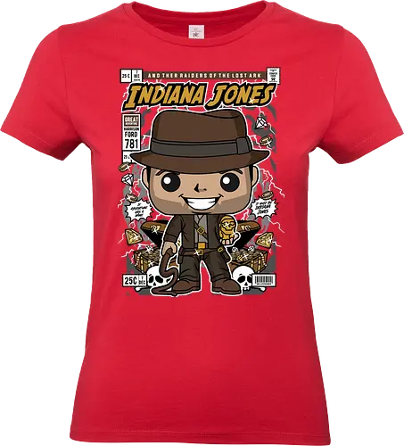 Adventure Explorer - explorer hero, adventure movie, archaeologist, treasure hunter, funko style, chibi adventurer, pop figure style, stylized character, collectible design, action hero, cinematic icon, classic film, adventure aesthetic, cute stylized - Standard T-Shirt (Frauen)