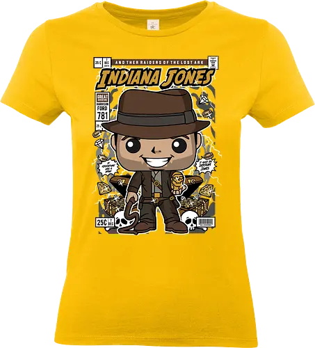 Adventure Explorer - explorer hero, adventure movie, archaeologist, treasure hunter, funko style, chibi adventurer, pop figure style, stylized character, collectible design, action hero, cinematic icon, classic film, adventure aesthetic, cute stylized - Standard T-Shirt (Frauen)