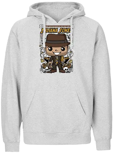 Adventure Explorer - explorer hero, adventure movie, archaeologist, treasure hunter, funko style, chibi adventurer, pop figure style, stylized character, collectible design, action hero, cinematic icon, classic film, adventure aesthetic, cute stylized - Fairtrade Hoodie