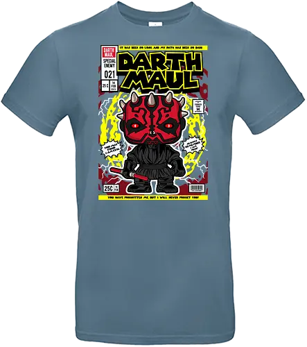 Darth Maul – Sith Warrior - Space Opera, double lightsaber, dark side, sci fi saga, funko style, chibi sith, pop figure style, stylized character, collectible design, villain icon, galaxy battle, force user, cute stylized - Standard T-Shirt