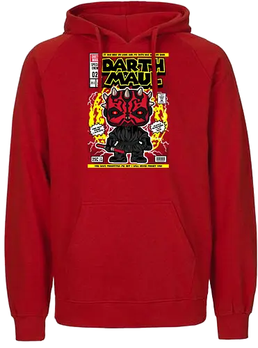 Darth Maul – Sith Warrior - Space Opera, double lightsaber, dark side, sci fi saga, funko style, chibi sith, pop figure style, stylized character, collectible design, villain icon, galaxy battle, force user, cute stylized - Fairtrade Hoodie