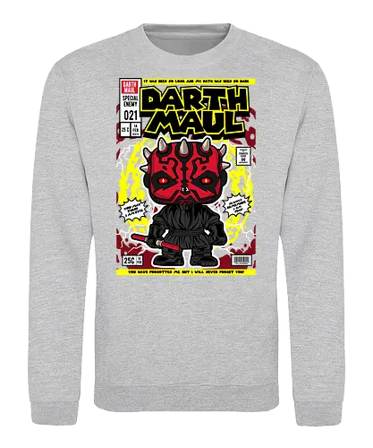 Darth Maul – Sith Warrior - Space Opera, double lightsaber, dark side, sci fi saga, funko style, chibi sith, pop figure style, stylized character, collectible design, villain icon, galaxy battle, force user, cute stylized - Sweatshirt
