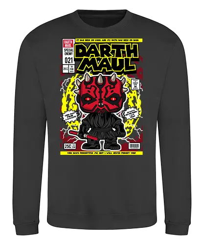 Darth Maul – Sith Warrior - Space Opera, double lightsaber, dark side, sci fi saga, funko style, chibi sith, pop figure style, stylized character, collectible design, villain icon, galaxy battle, force user, cute stylized - Sweatshirt