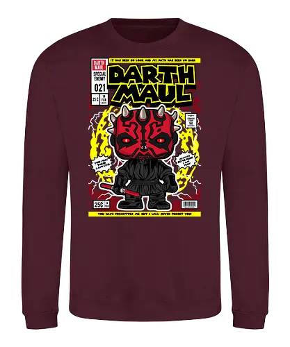 Darth Maul – Sith Warrior - Space Opera, double lightsaber, dark side, sci fi saga, funko style, chibi sith, pop figure style, stylized character, collectible design, villain icon, galaxy battle, force user, cute stylized - Sweatshirt