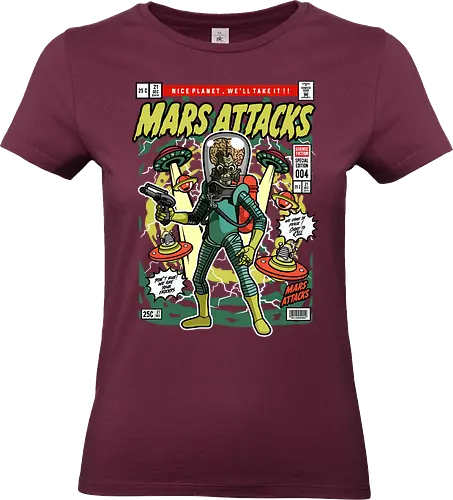 Mars Attacks – Alien Invader - mars attacks, alien invaders, sci fi comedy, retro aliens, cult movie, space invasion, funko style, chibi alien, pop figure style, stylized character, collectible design, retro sci fi, funny alien, space aesthetic, cute weird - Standard T-Shirt (Frauen)