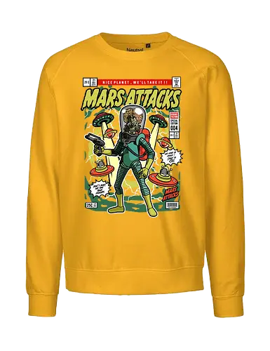 Mars Attacks – Alien Invader - mars attacks, alien invaders, sci fi comedy, retro aliens, cult movie, space invasion, funko style, chibi alien, pop figure style, stylized character, collectible design, retro sci fi, funny alien, space aesthetic, cute weird - Fairtrade Sweatshirt