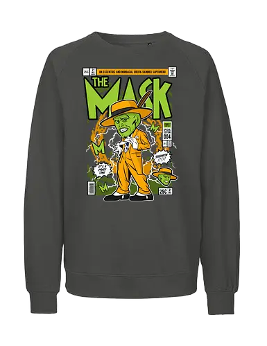 The Mask – Chaos Unleashed - the mask, jim carrey, comedy movie, cartoon chaos, green mask, funny character, funko style, chibi character, pop figure style, stylized design, collectible figure, humor aesthetic, movie icon, cartoon vibe, cute stylized - Fairtrade Sweatshirt