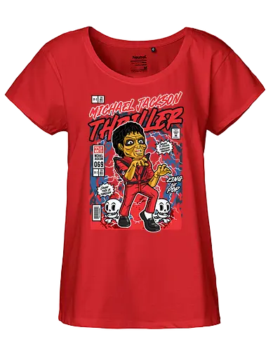 Thriller – Zombie King - thriller, zombie dance, music video, pop legend, 80s music, funko style, chibi dancer, pop figure style, stylized character, collectible design, music icon, horror dance, retro aesthetic, cute spooky - Fairtrade Girl Shirt