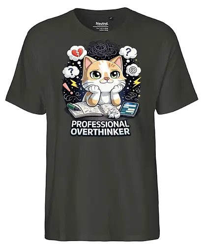 Professional Overthinker - Simlow, Twitch, Streamer, Katze, Chaos - Fairtrade T-Shirt