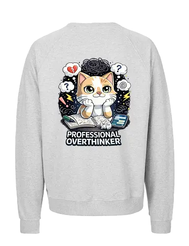 Professional Overthinker Back - Simlow, Twitch, Streamer, Katze, Chaos - Fairtrade Sweatshirt