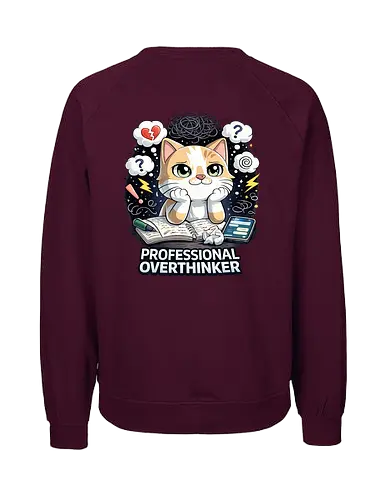 Professional Overthinker Back - Simlow, Twitch, Streamer, Katze, Chaos - Fairtrade Sweatshirt