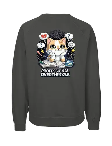 Professional Overthinker Back - Simlow, Twitch, Streamer, Katze, Chaos - Fairtrade Sweatshirt
