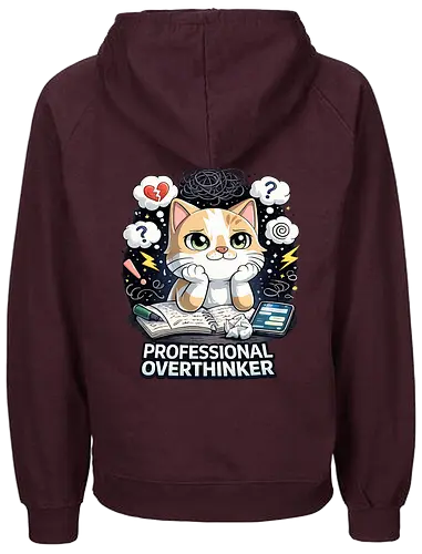 Professional Overthinker Back - Simlow, Twitch, Streamer, Katze, Chaos - Fairtrade Hoodie