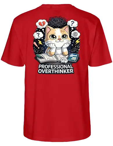 Professional Overthinker Back - Simlow, Twitch, Streamer, Katze, Chaos - Fairtrade T-Shirt
