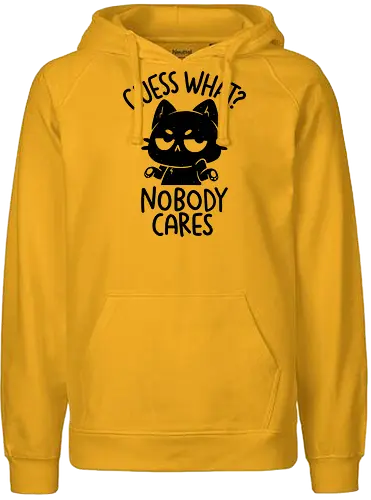 Guess What Nobody Cares - koalatees, koala, koalastudio, cat, cat lover, black cat, sarcastic, ironic, funny, introvert, antisocial, relatable - Fairtrade Hoodie