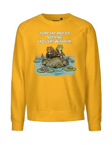 Toad Sat and Did Nothing - frog and toad, aesthetic, amphibian, animal, cottagecore, frog, froggy, frogs, goblincore, meme, pepe, pepe the frog, retro, sarcastic, toad - Fairtrade Sweatshirt