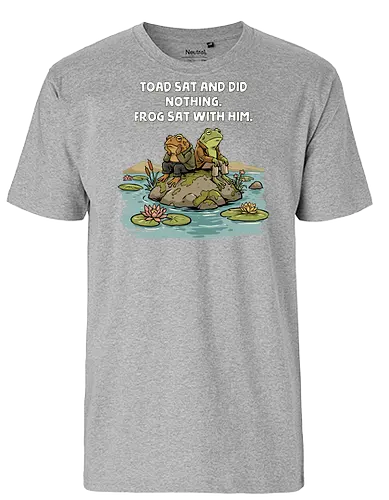 Toad Sat and Did Nothing - frog and toad, aesthetic, amphibian, animal, cottagecore, frog, froggy, frogs, goblincore, meme, pepe, pepe the frog, retro, sarcastic, toad - Fairtrade T-Shirt