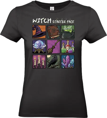Witch Starter Pack - witch, broom, dark, emo, evil, fantasy, goth, gothic, halloween, hex, magic, pack, witchcraft, witchy, wizard - Standard T-Shirt (Frauen)