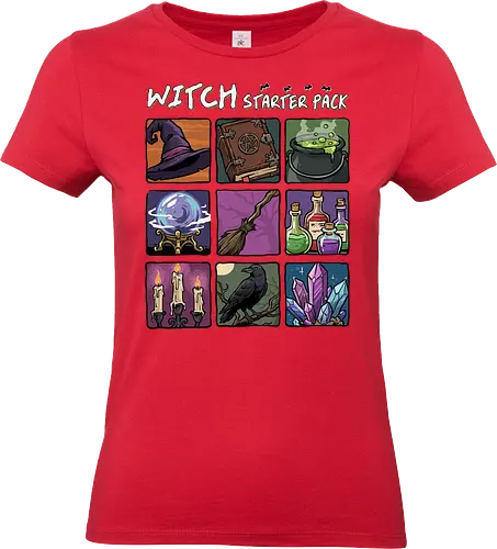 Witch Starter Pack - witch, broom, dark, emo, evil, fantasy, goth, gothic, halloween, hex, magic, pack, witchcraft, witchy, wizard - Standard T-Shirt (Frauen)