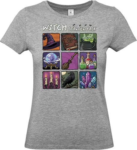 Witch Starter Pack - witch, broom, dark, emo, evil, fantasy, goth, gothic, halloween, hex, magic, pack, witchcraft, witchy, wizard - Standard T-Shirt (Frauen)