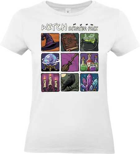 Witch Starter Pack - witch, broom, dark, emo, evil, fantasy, goth, gothic, halloween, hex, magic, pack, witchcraft, witchy, wizard - Standard T-Shirt (Frauen)