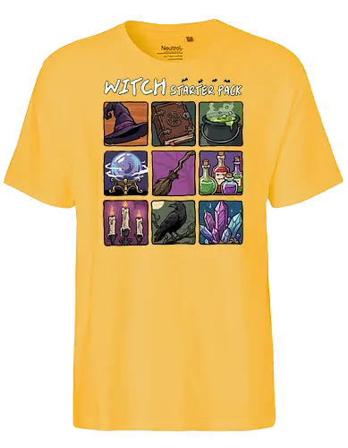 Witch Starter Pack - witch, broom, dark, emo, evil, fantasy, goth, gothic, halloween, hex, magic, pack, witchcraft, witchy, wizard - Fairtrade T-Shirt