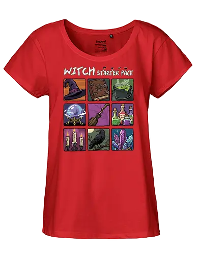 Witch Starter Pack - witch, broom, dark, emo, evil, fantasy, goth, gothic, halloween, hex, magic, pack, witchcraft, witchy, wizard - Fairtrade Girl Shirt