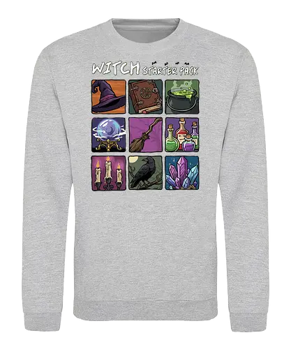 Witch Starter Pack - witch, broom, dark, emo, evil, fantasy, goth, gothic, halloween, hex, magic, pack, witchcraft, witchy, wizard - Sweatshirt