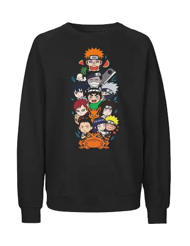Shinobi Chibi Shinobi Totem - Naruto Chibi, Naruto Shippuden, Sasuke Uchiha, Kakashi Hatake, Hinata Hyuga, Gaara, Rock Lee, Kurama Nine Tails, Gamabunta, Akatsuki Pain, Zabuza Momochi, Anime Kawaii Art, Hidden Leaf Village, Shinobi Totem, Manga Character Mashup, Cute Anime Tee, Naruto Fan Art, Otaku Gift, Japanese Anime Print - Fairtrade Sweatshirt