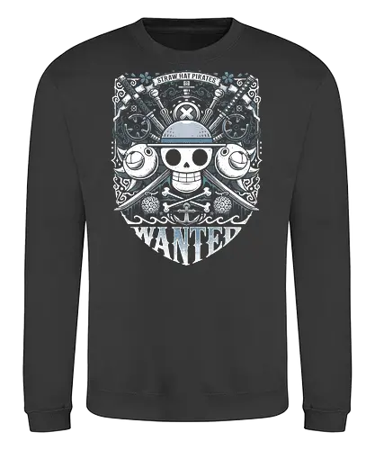 Wanted Pirates - anime, manga, tv series, sea, pirate, pirates, skull, katanas, swords, boat, treasure, fruit, vintage, marine, navy - Sweatshirt