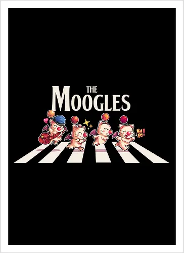 The Moogles - Final, abbey road, rpg, jrpg, games, old games, cloud, Gaming, Villain, beatles, Kupo, cute, fantasy 7 - Kunstdruck